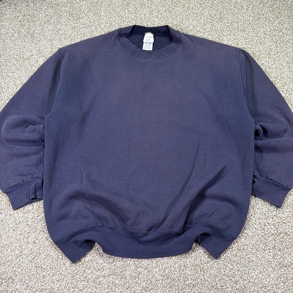 Vintage Navy Blue Sweatshirt Super Faded Size Large Tall 90s Baggy Essentials